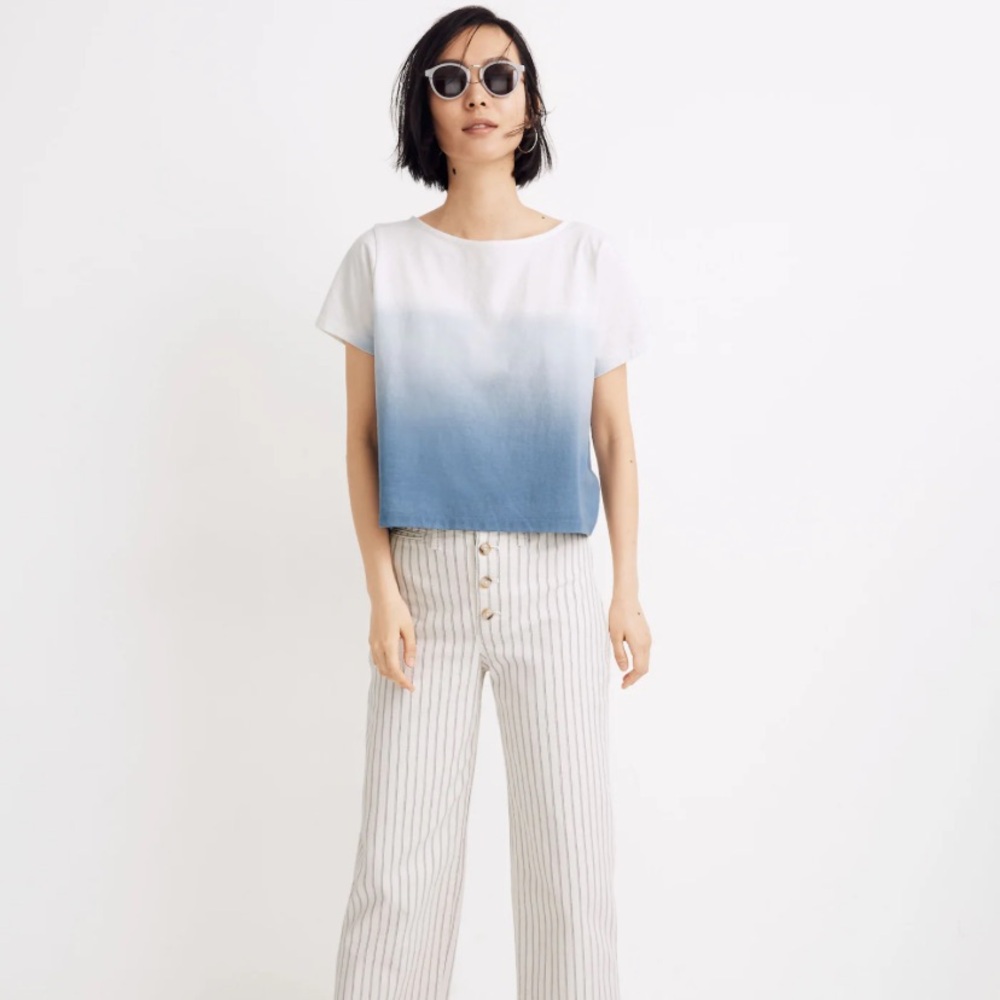 Madewell Blue and White Ombre Short Sleeve Tee